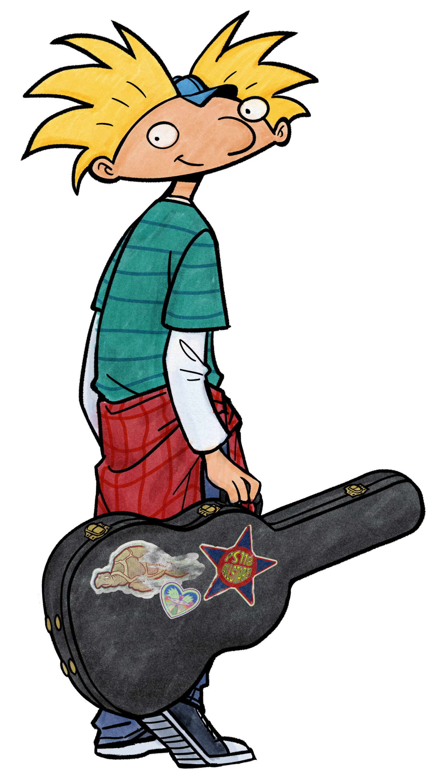 Arnold with a guitar case